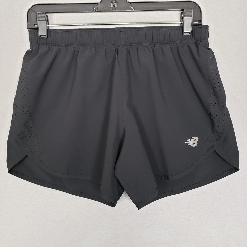 New Balance Solid Black Running Shorts Simple Basic Activewear Gym Womens Size S